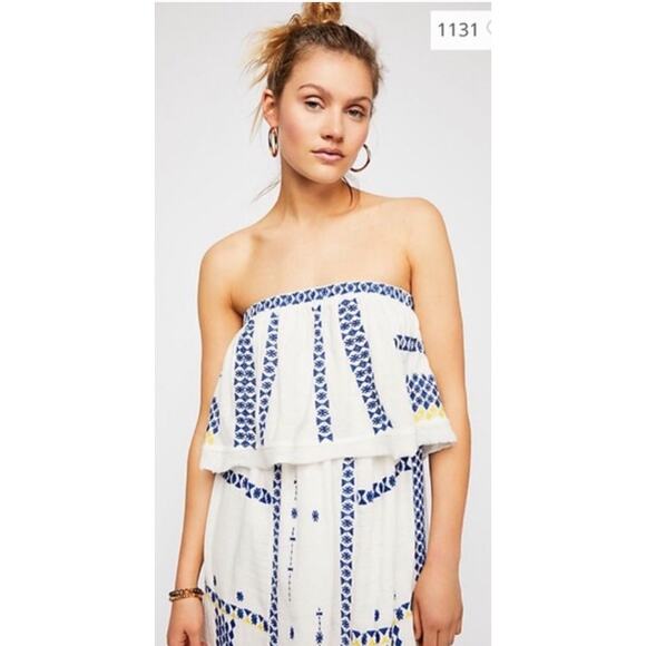 Free People white Wild Romance Embroidered Strapless Dress - Picture 7 of 7